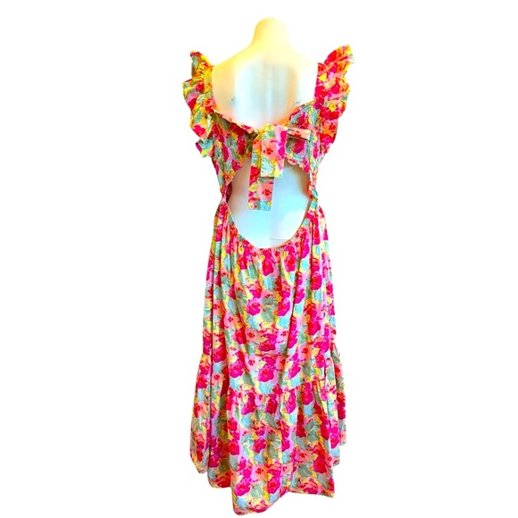 Vibrant Floral Maxi Dress with Raffles Sixe XL - Picture 5 of 10